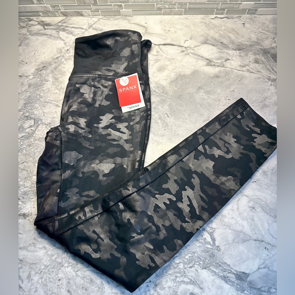 Spanx Faux Leather Camo leggings